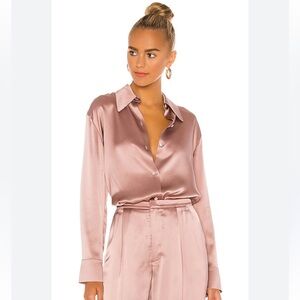 Vince 100% Silk Shaped Collar Slightly Cropped Blouse Sz XL #1